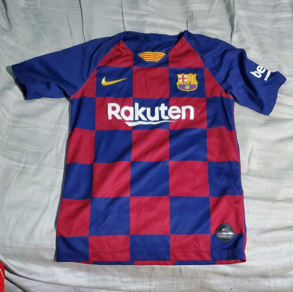 Nike Kids Barcelona Checkered Jersey - Blue and Maroon